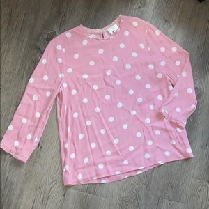 Kate spade pink blouse with polka dots
